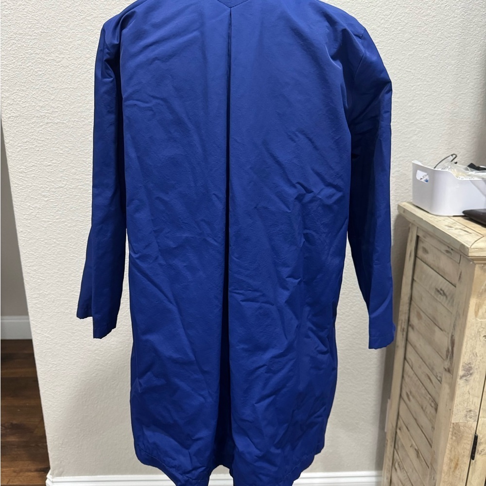 EILEEN FISHER Button-Up Swing Jacket w Pockets Deep Royal Blue Cotton/Nylon sz S - Picture 4 of 7